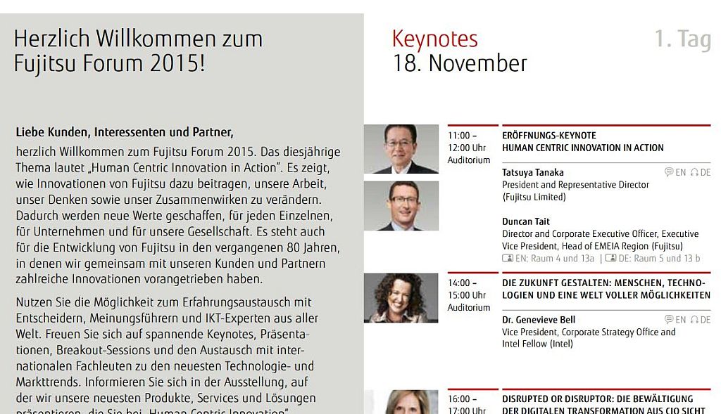 Fujitsu Forum 2015: Conference Guide - das Wichtigste jederzeit im Blick behalten